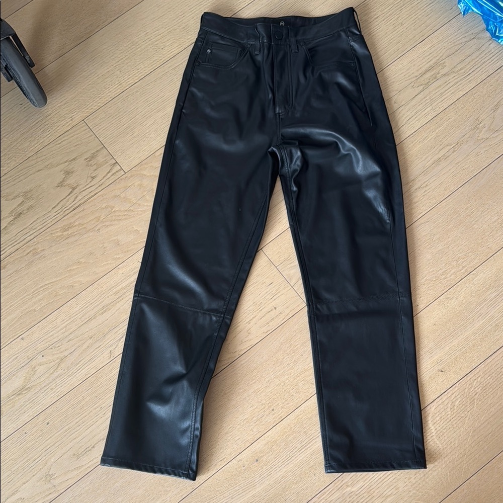 AG Sleek Black Leather Pants